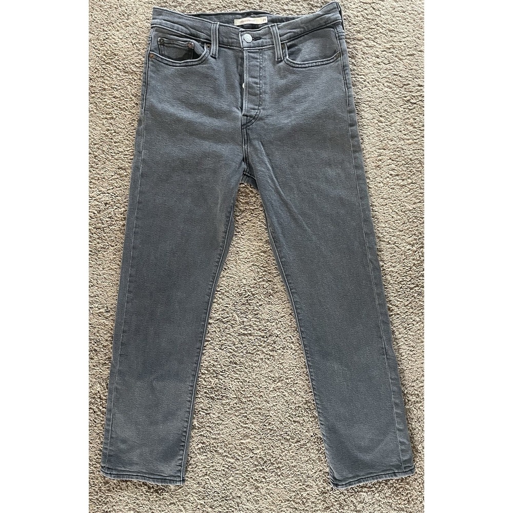 Levi's Wedgie Straight Jeans Women's 29x28 Gray High Rise Button Fly Stretch